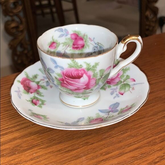 Vtg Lefton small rose pattern cup & saucer - Picture 2 of 8